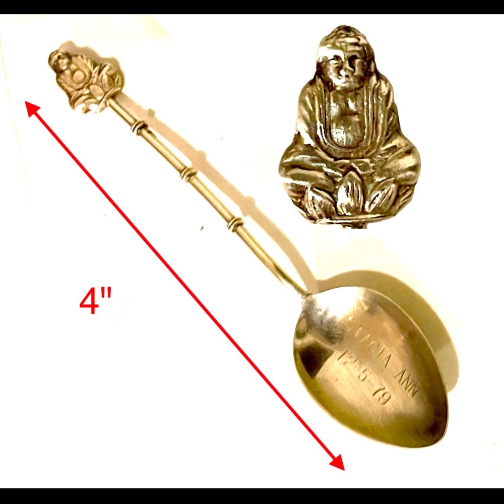 Vintage 4" Childrens Sterling Spoon (engravable) woth buddah on top